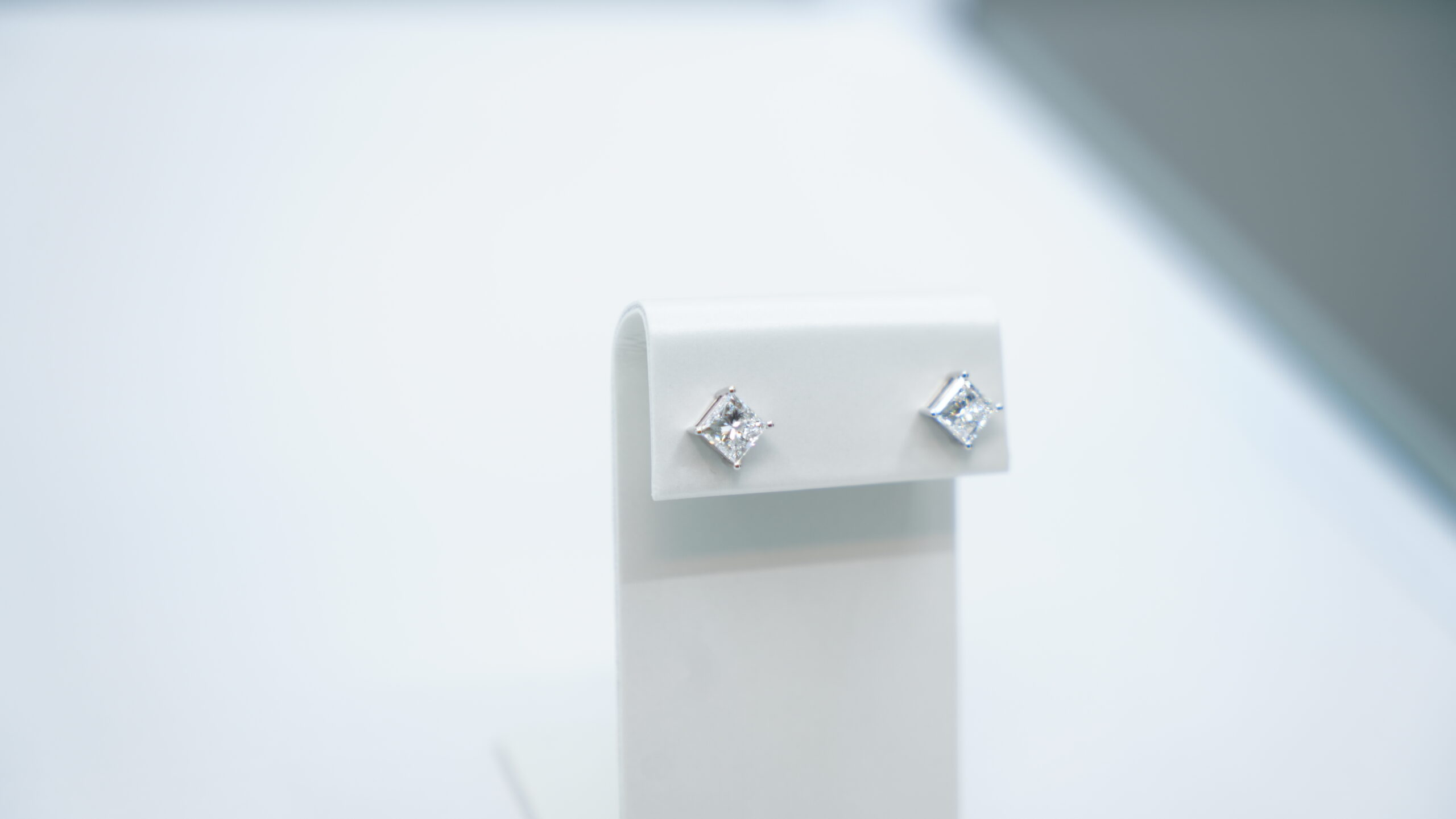2.06 carat tw princess laboratory grown diamond earring in 9kt white gold 2.06 carat tw princess laboratory grown diamond earring in 9kt white gold