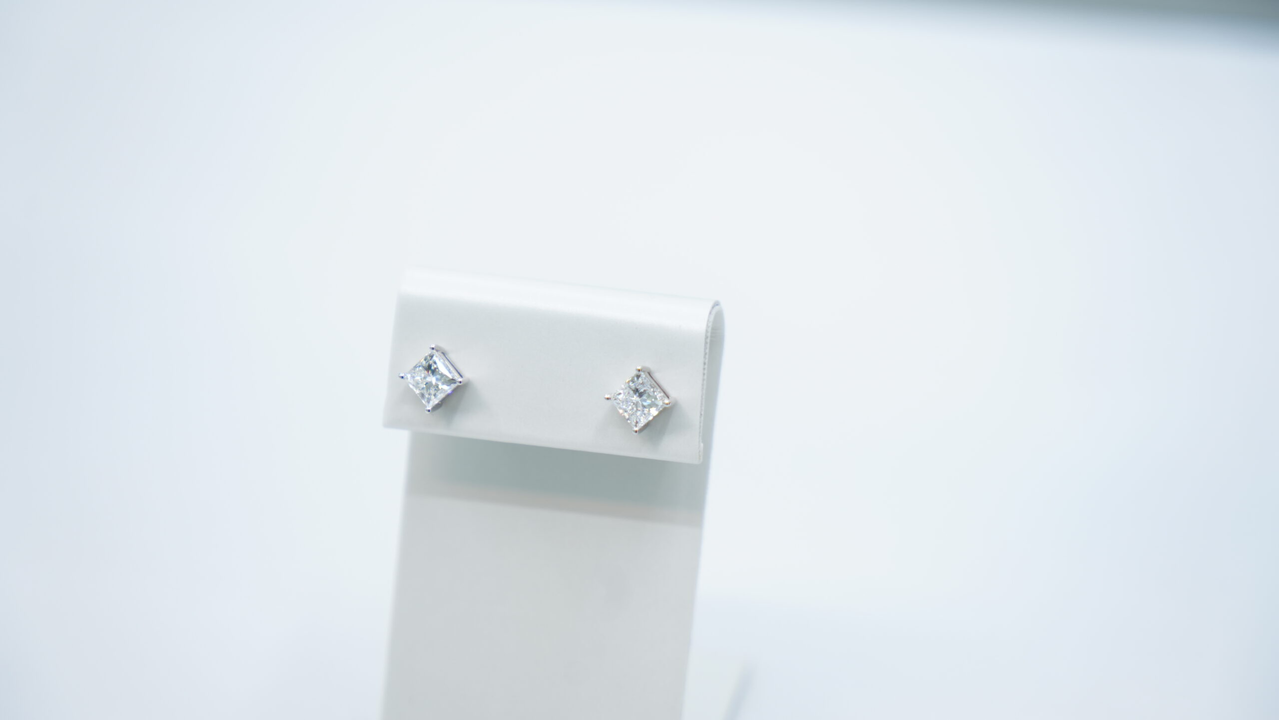 2.06 carat tw princess laboratory grown diamond earring in 9kt white gold 2.06 carat tw princess laboratory grown diamond earring in 9kt white gold