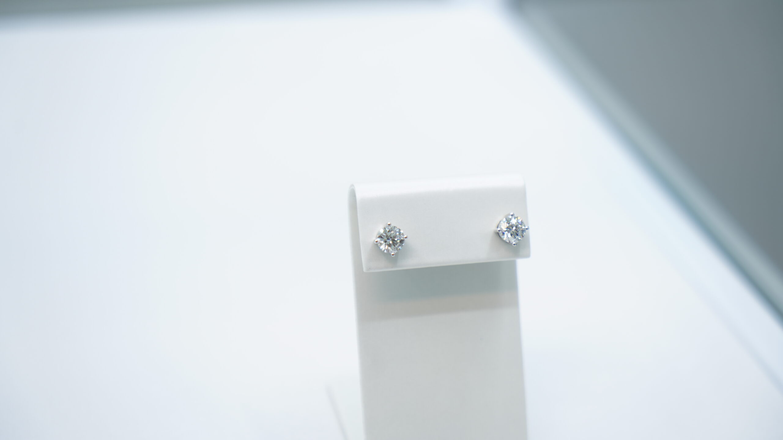 2.05 carat tw round laboratory grown diamond earring in 9kt white gold 2.05 carat tw round laboratory grown diamond earring in 9kt white gold