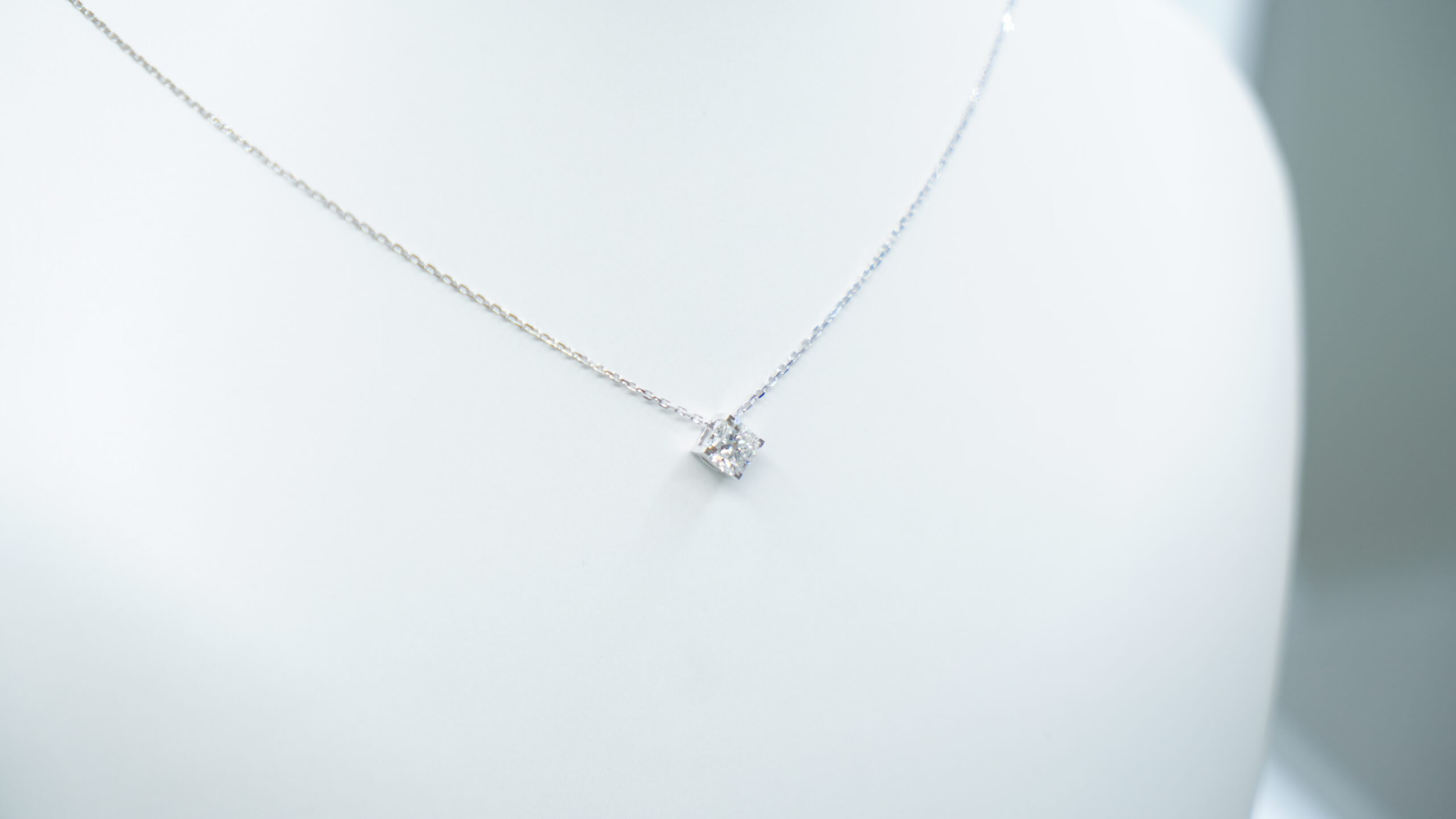 1.01 carat tw cushion laboratory grown diamond necklace in 9kt white gold 1.01 carat tw cushion laboratory grown diamond necklace in 9kt white gold