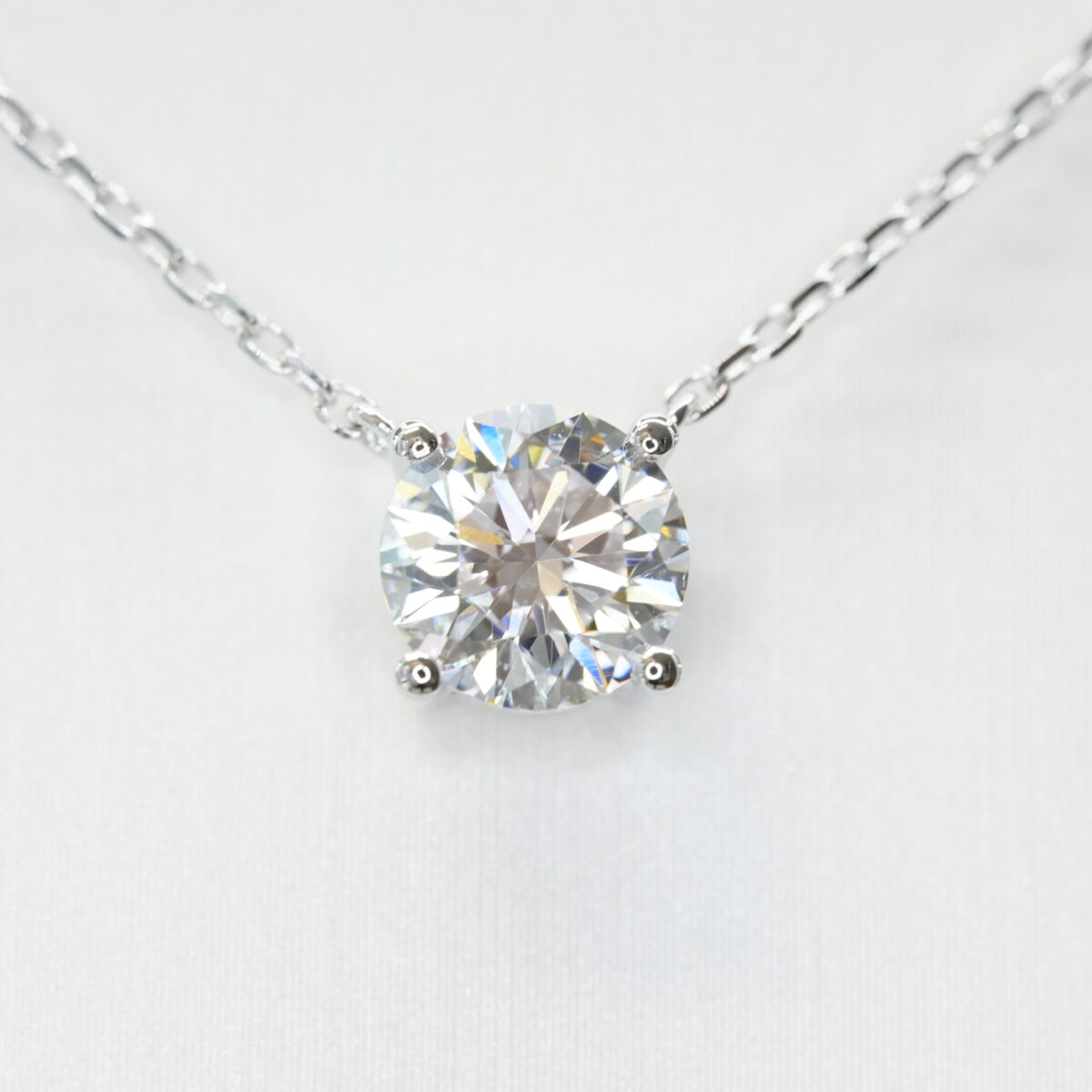 Round laboratory grown diamond necklace